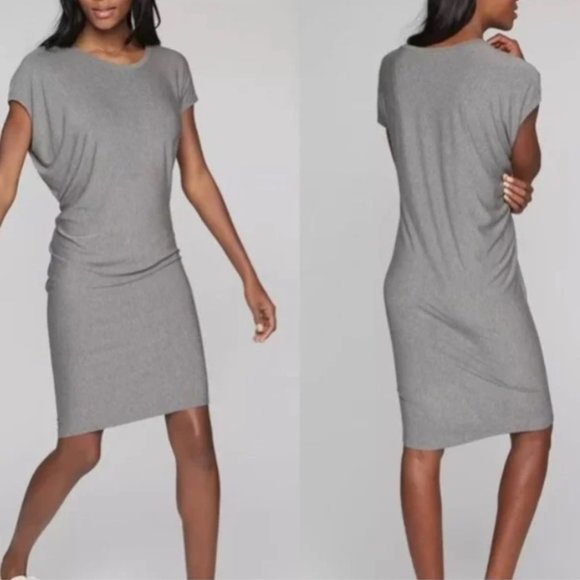 Athleta Dresses & Skirts - Athleta Jersey Comfort Draped Crew Asymmetrical Travel Resort Dress